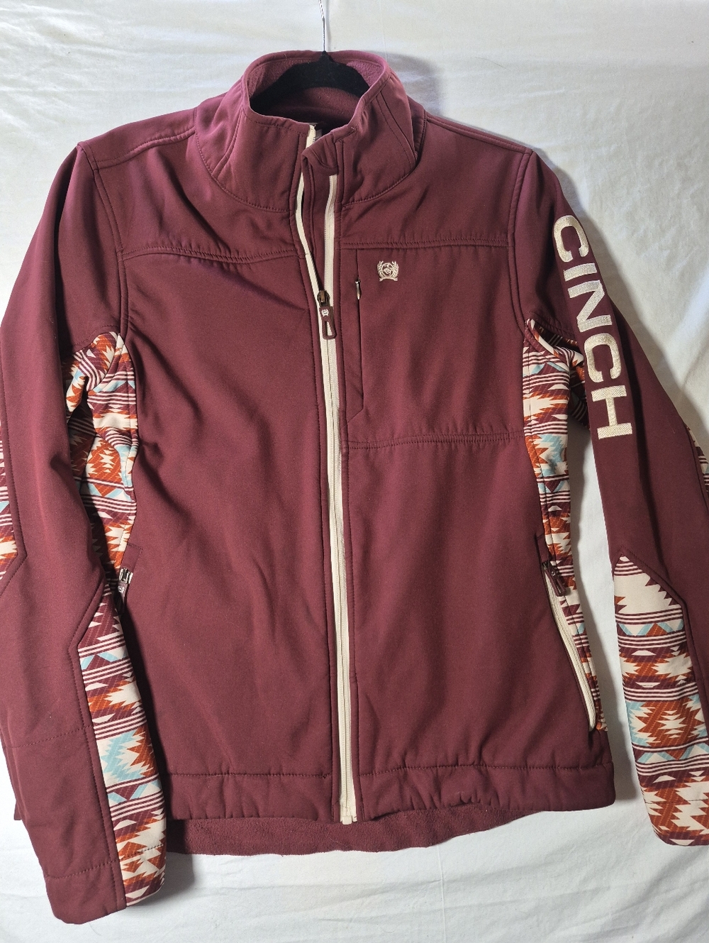 Cinch Women's Burgundy Concealed Carry Jacket with Aztec Small